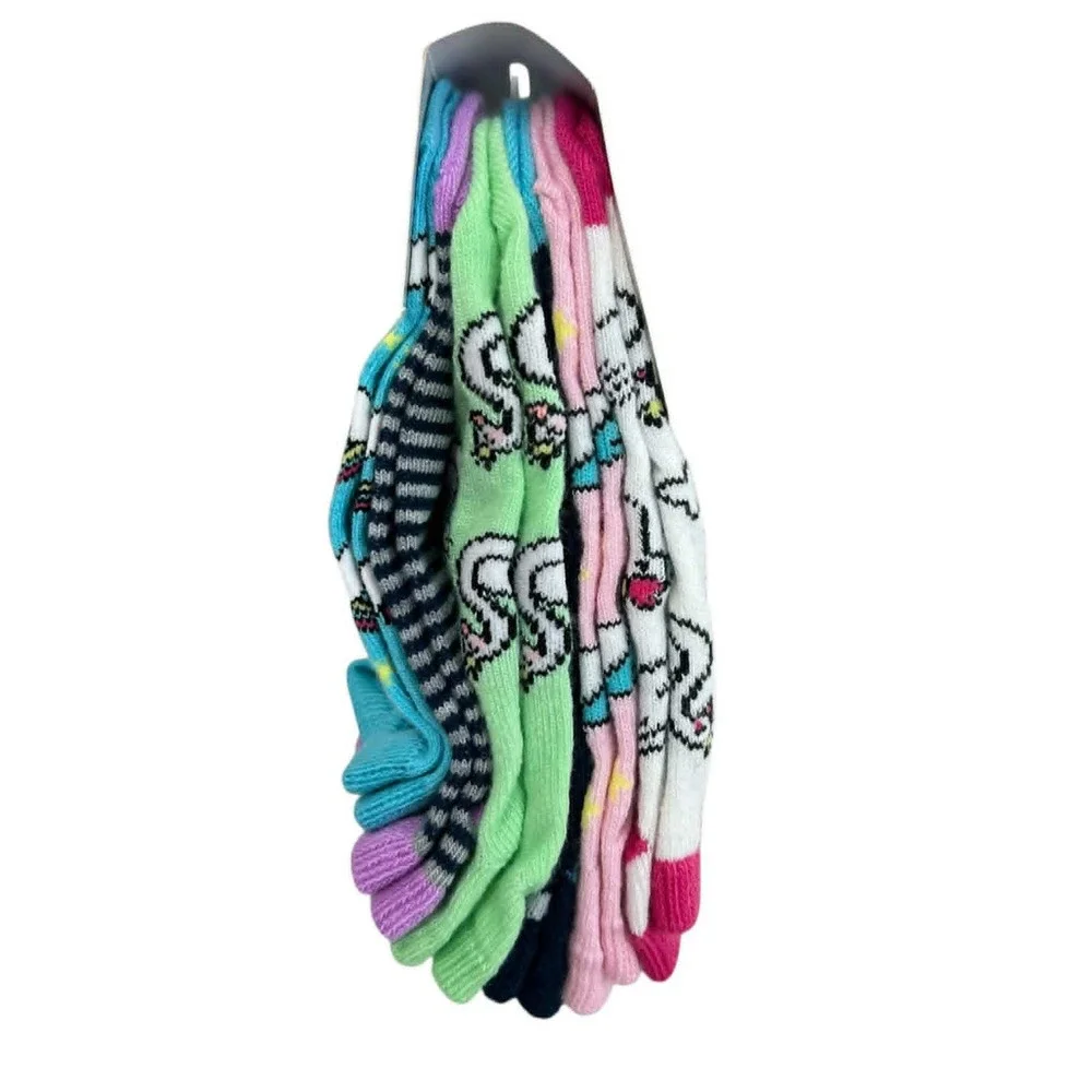 Wonder Nation Girls 6 Pair No‎ Show Socks Size 10-4 Rainbow Cloud Unicorn Print